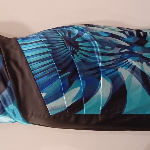 Le Chateau Aqua Print 1 Shoulder Satin Cocktail Dress- Sz. XS - Picture 3 of 10